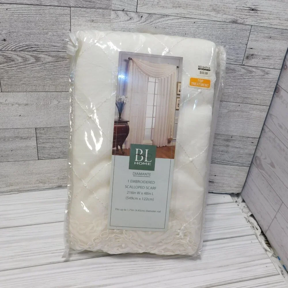 BL HOME DIAMMANNITE SCALLOPPED SCARF WINDOW TREATMENT 216 IN w 48 IN l *